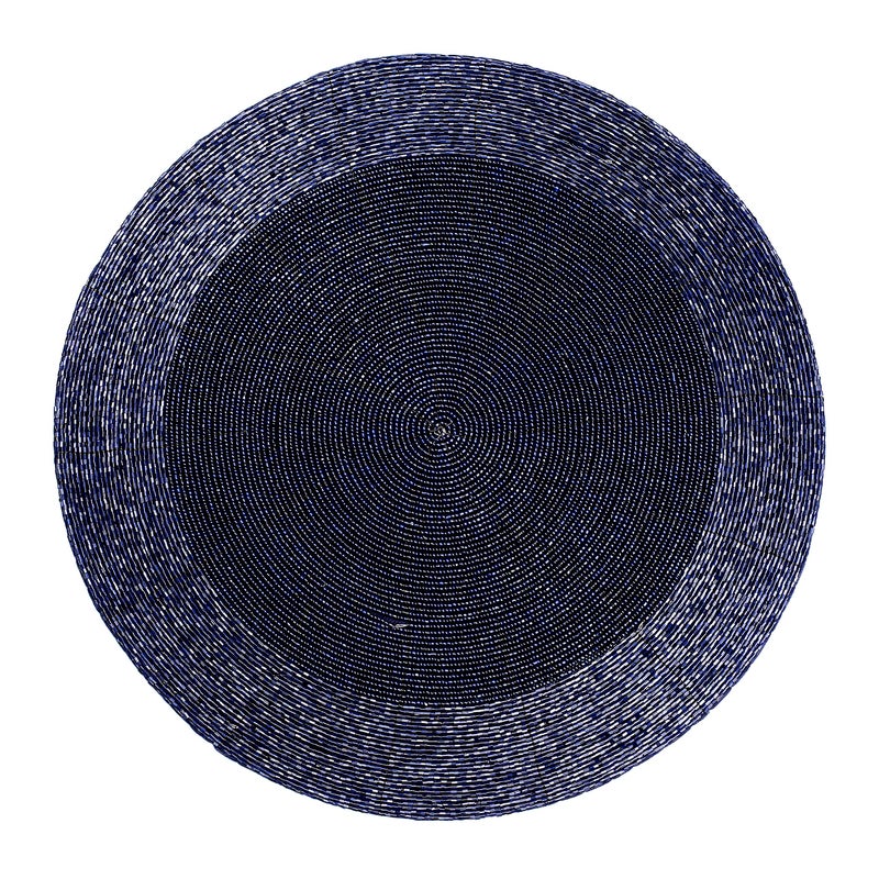 Light & Pro Lightnpro Farmhouse Beaded Placemats Set of 4 - Round Table Chargers - Decorative Handmade Beaded Placemats by Skilled Artisans - Elegant Table DÃ©cor for Dining & Special Occasions - 13 Inch Navy - Image 2